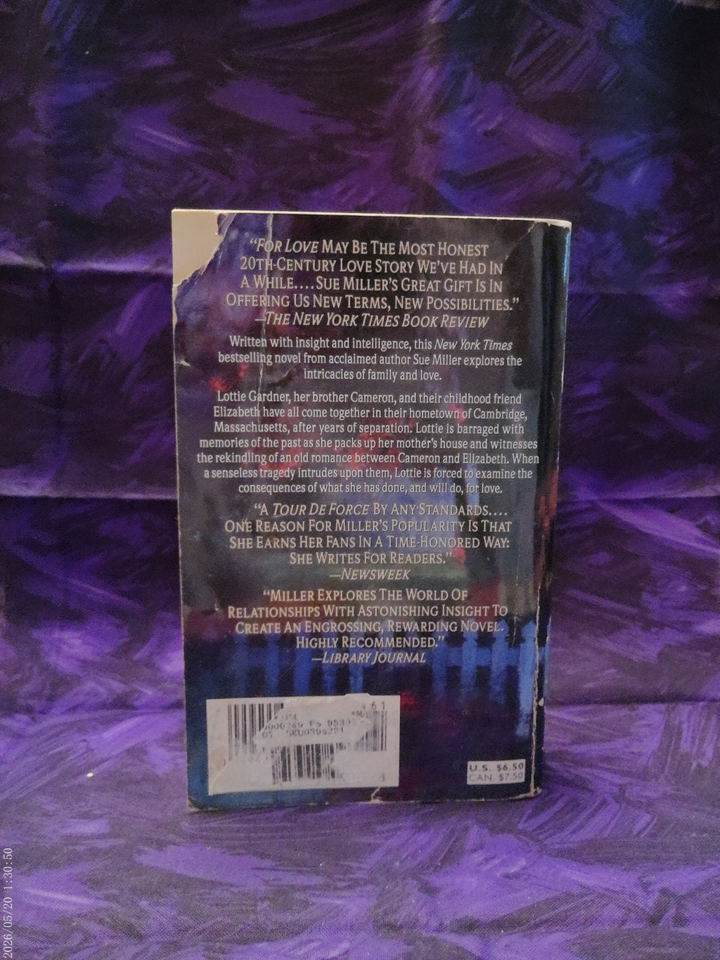 For Love by Sue Miller | Used Paperback — back cover
